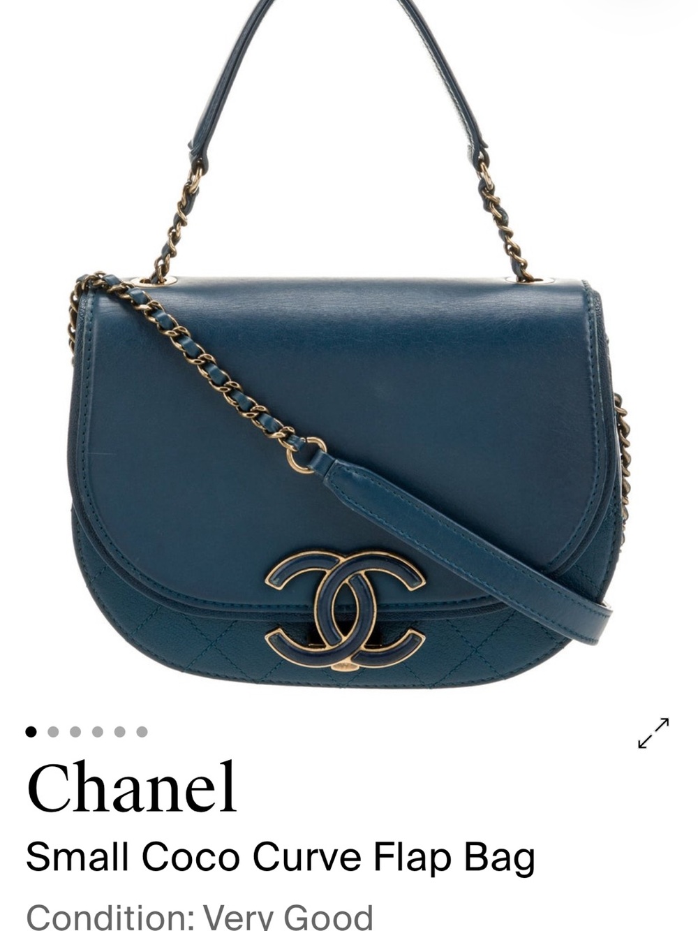 CHANEL Small Coco Curve Flap Bag - Teal/Deep Blue with Gold Hardware